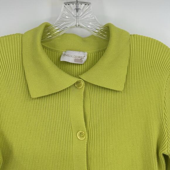 Emilia George Lime Green Eliza Button-Up Cardigan Womens SMALL Maternity Ribbed - Picture 3 of 12
